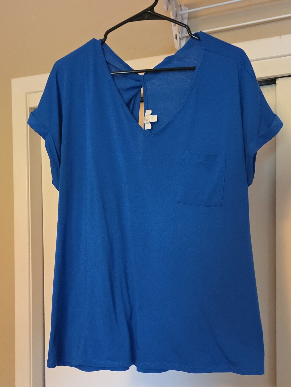 Charming Charlie Royal Blue V-Neck Pocket Tee